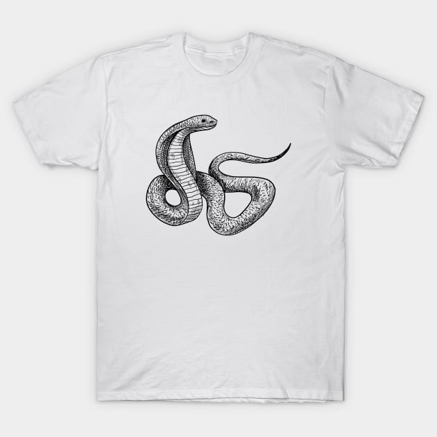 Snake Cobra Hand Drawn T-Shirt by KC Happy Shop